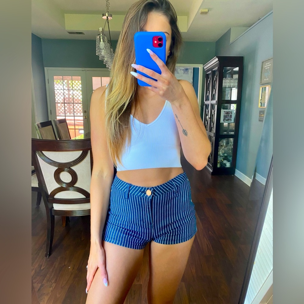 Blue striped shorts